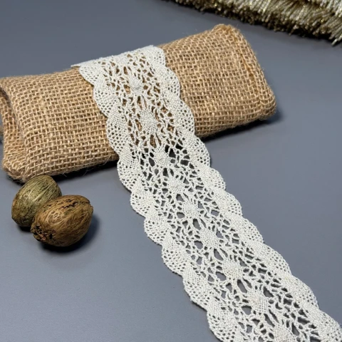 Кружево макраме "Мелодия шелка" 5,5 см (1м.), бежевий