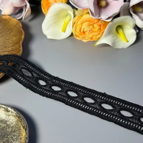 Кружева полиэстер ВВ"Свет тишины" 4 см.(1 м.), чорний