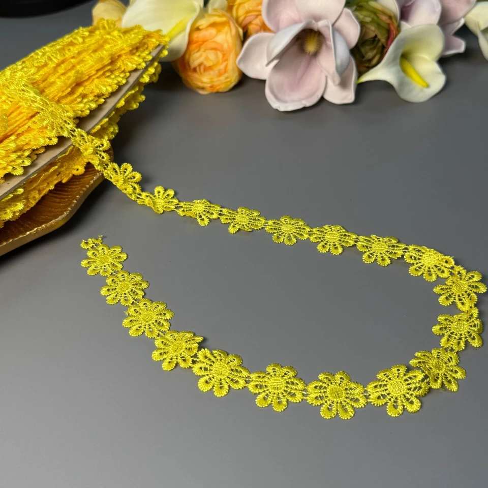 Кружево полиэстер ВВ"Цветочная жемчужина" 2,5 см.(1 м.), 143 жовтий