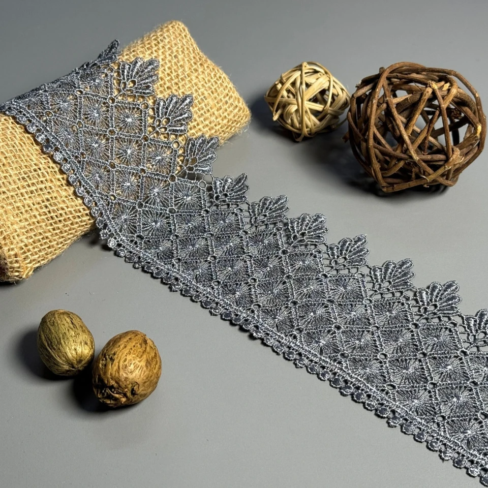 Кружево полиэстер "Белый полет" 9 см.(1 м.), сірий (19 метрів)