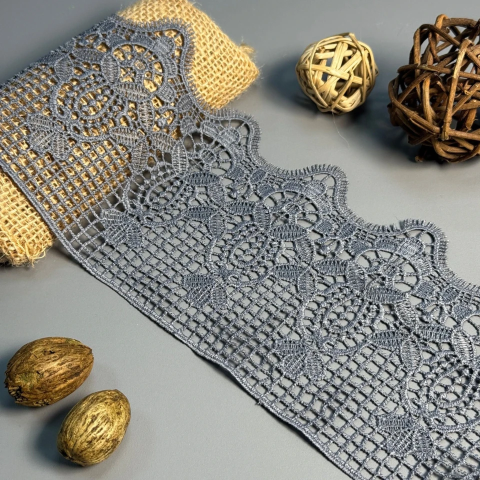 Мереживо поліестер "Ніжний подих" 11,5 см.(1 м.), сірий