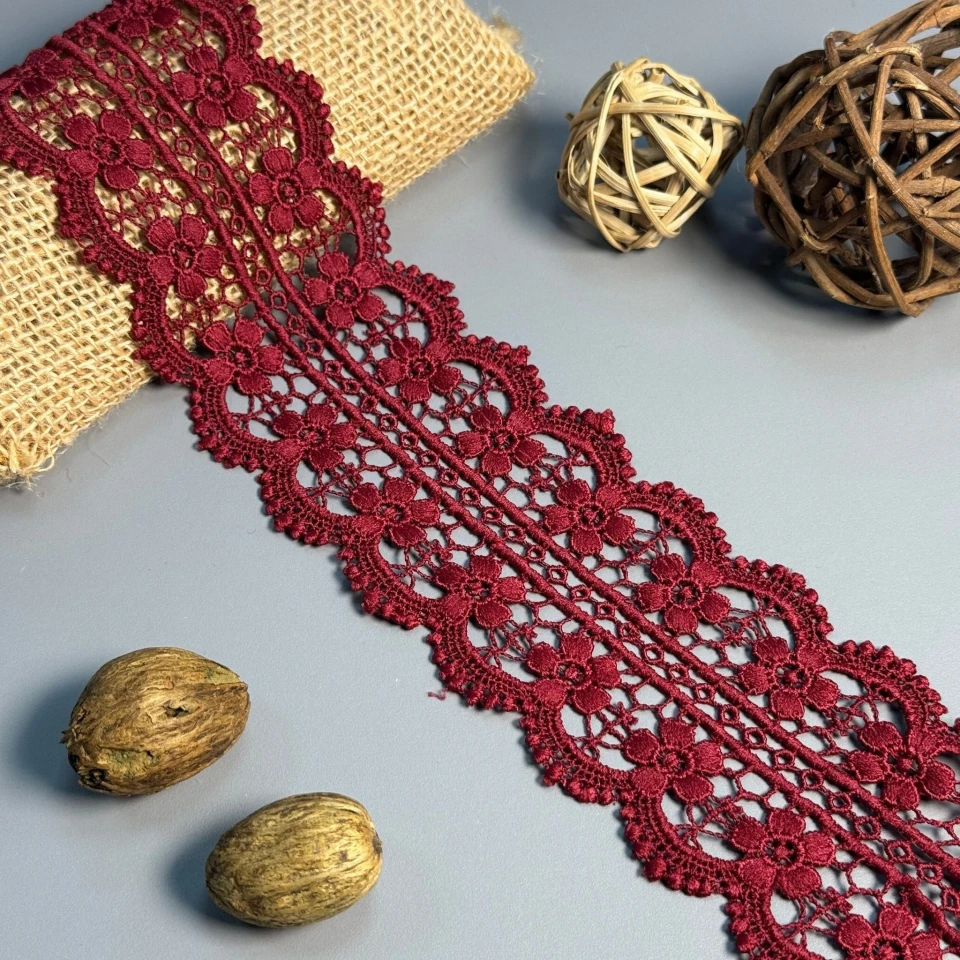 Кружево полиэстер "Мягкий бриз" 7 см.(1 м.), бордо