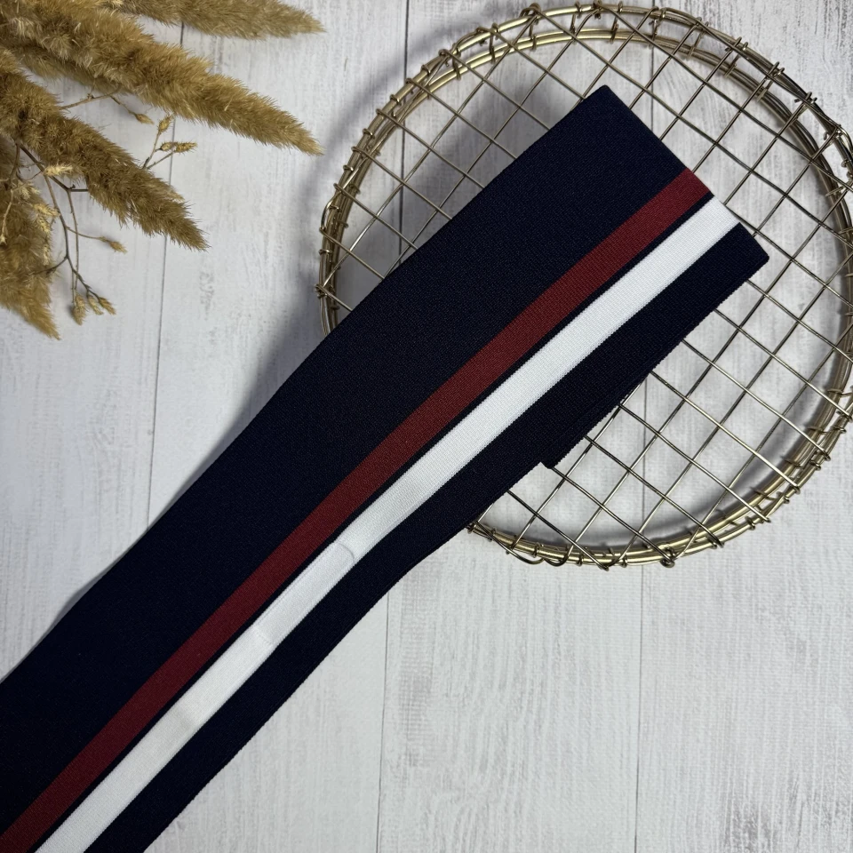 Трикотажный пояс довяз Стиль (8.5см*90 см), темно синій+червоний+білий