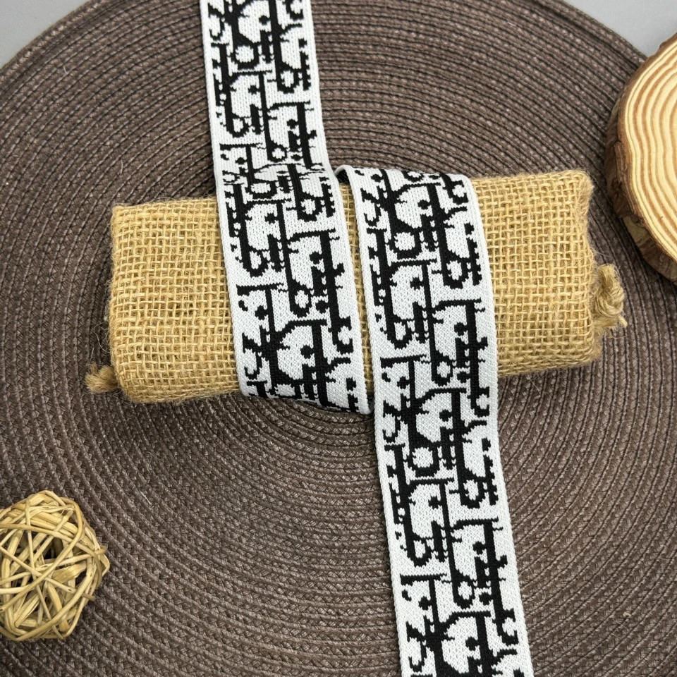 Лампас трикотажный Дарья 4 см (1 м), С:7 білий + чорний