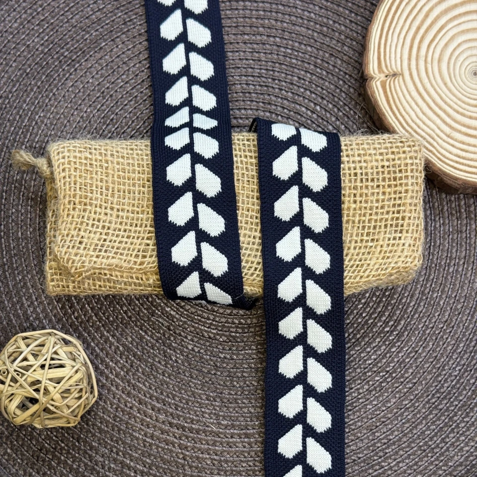 Лампас трикотажный Сердечки 3.5 см (1 м), C:7 темно синій