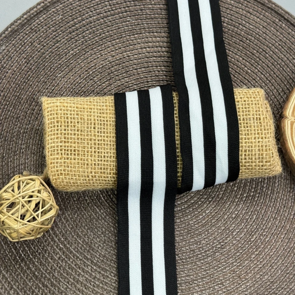 Лампас трикотажный Спорт 4 см (1 м), чорний+білий 5