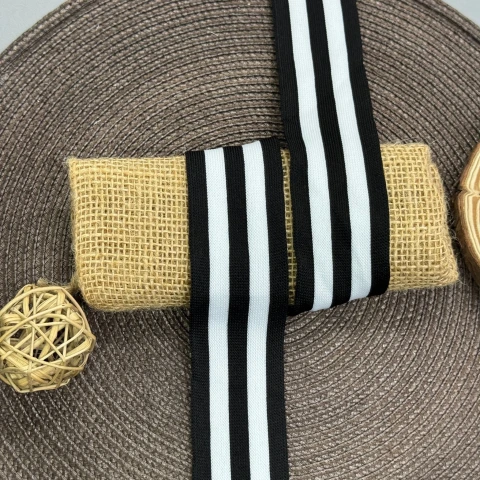 Лампас трикотажный Спорт 4 см (1 м), чорний+білий 5