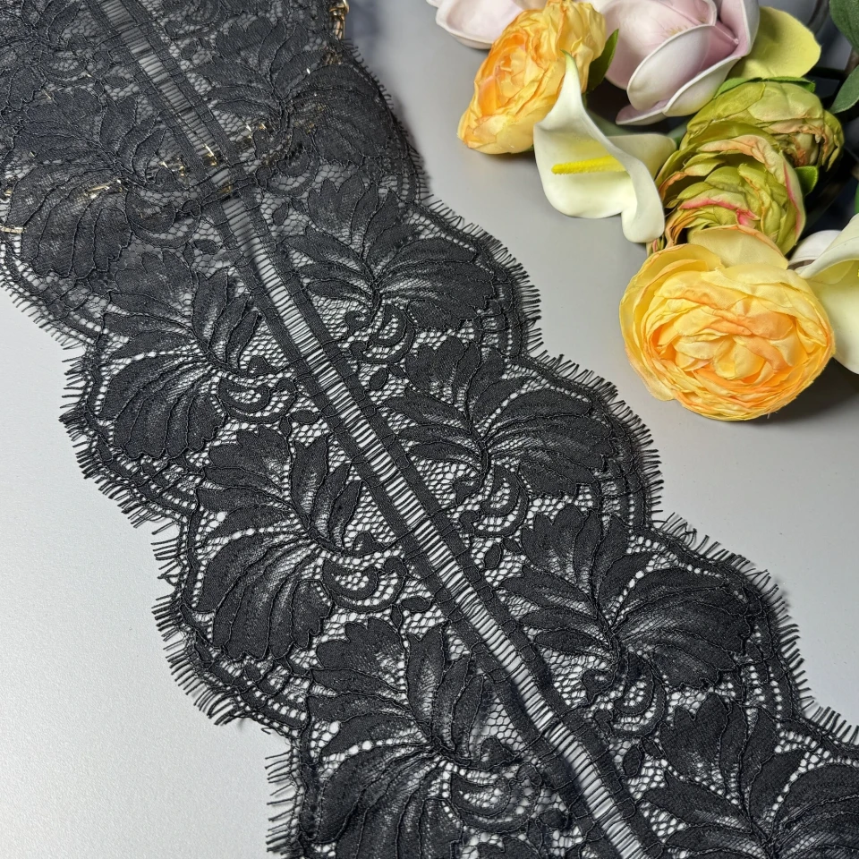 Мереживо французьке «Ніжність Елізабет» 18 см. (купон 3 м.), чорний