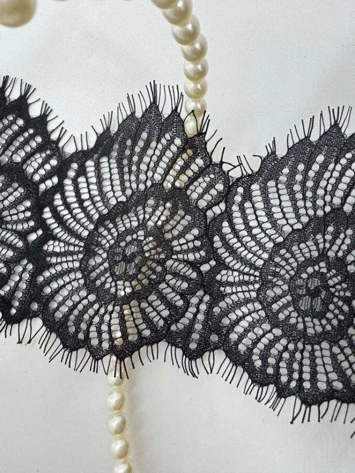 Кружево французское «Серебряная ночь» 10,5 см. (купон 3 м.), чорний