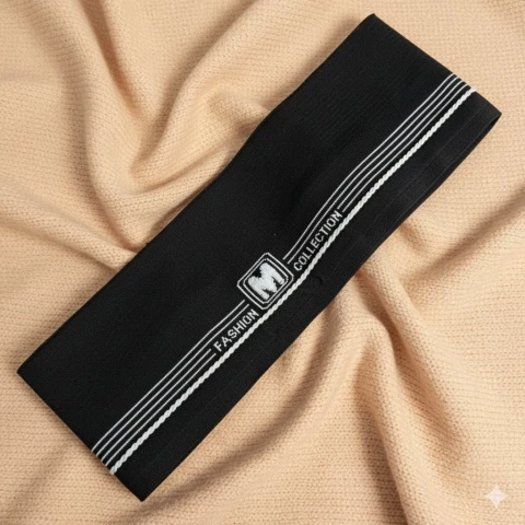 Трикотажный пояс довяз Рибана "М" FASHION COLLECTION (13 см*90 см), чорний+білий