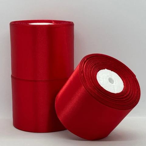 Атласна стрічка 7.5 см (33 м.), 163 червоний