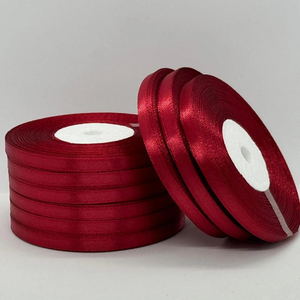 Атласная лента 0.6 см (33 м.), 33 темний червоний