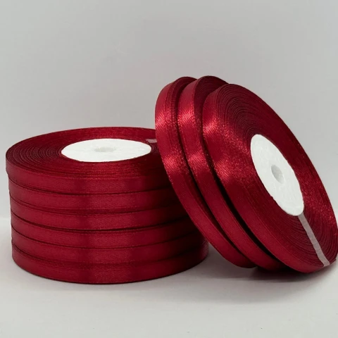 Атласная лента 0.6 см (33 м.), 33 темний червоний