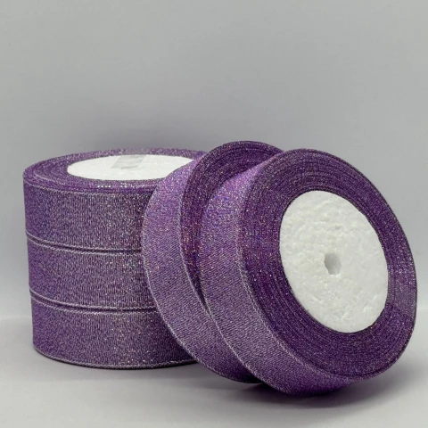 Тасьма парчева 2,5 см (25 ярдів/22,75 м.), 69 фіолетовий + срібло