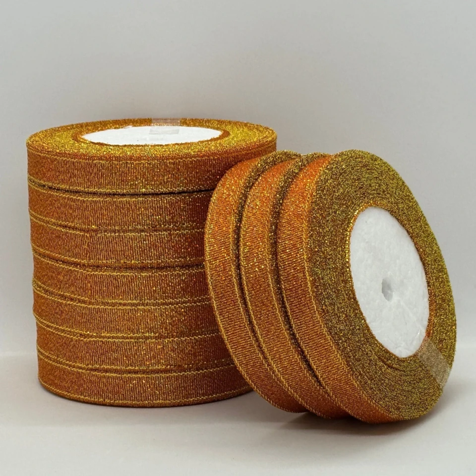 Тасьма парчева 1,2 см (25 ярдів/22,75 м.), 24 помаранчевий + золото