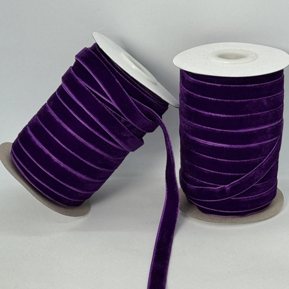 Оксамитова стрічка 1 см (25 ярдів/22,75 м.), 58 баклажан