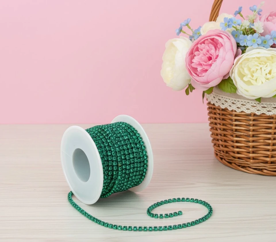 Цепи камни ss 8 2.5 мм (10 ярдов), зелений