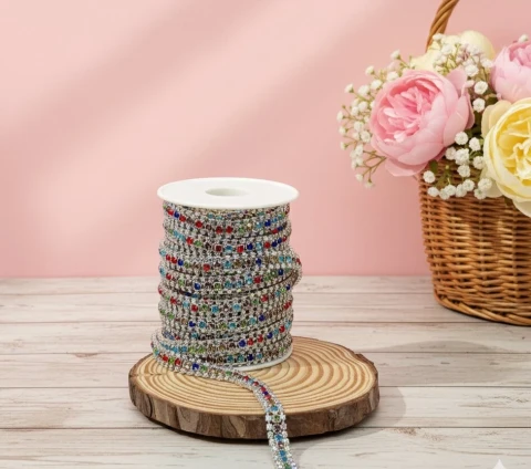 Цветные каменные цепи (10 ярдов), срібло