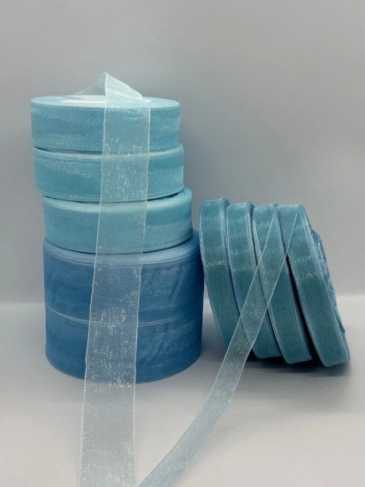 Лента органза 2,5 см (45 м.), 1093 блакитний