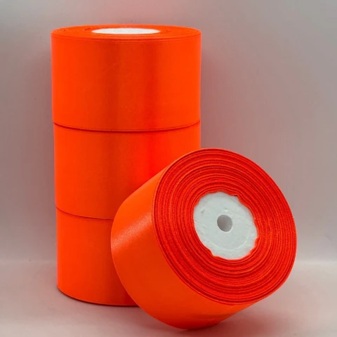 Атласная лента 5 см (33 м.), 23 неон помаранчевий