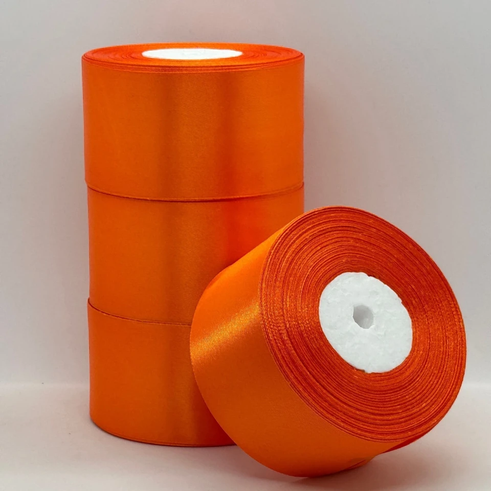 Атласная лента 5 см (33 м.), 144 сигнально-помаранчевий