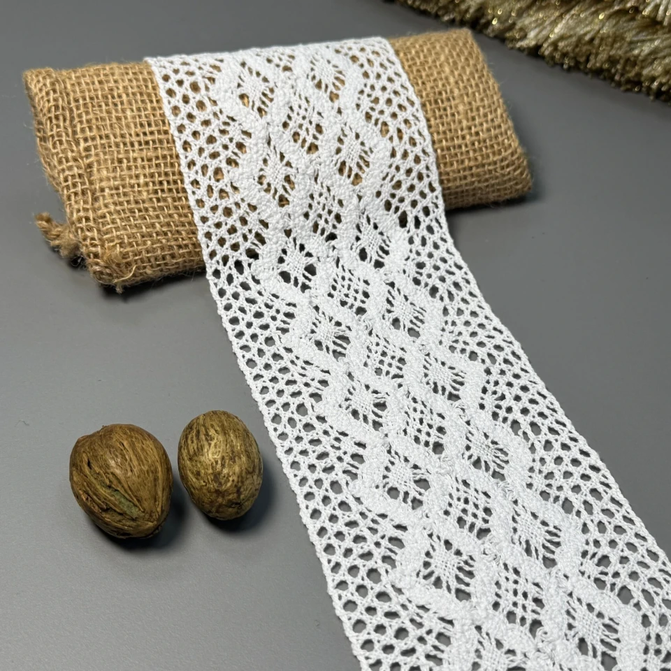 Гипюр макраме "Солнечная пыль" 9.5 см.(1 м.), білий
