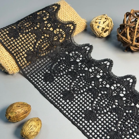 Кружево полиэстер "Нежное дыхание" 11,5 см.(1 м.), чорний