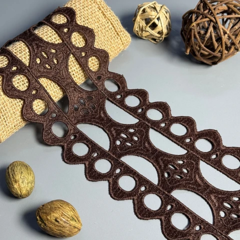 Кружево полиэстер "Жемчужная волна" 10 см.(1 м.), коричневий (19 метрів)