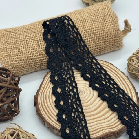 Кружево макраме "Серебряное плетение" 2,8 см (1 м.), чорний