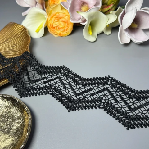 Кружево полиэстер ВВ"Легкость движения" 8,5 см.(1 м.), чорний