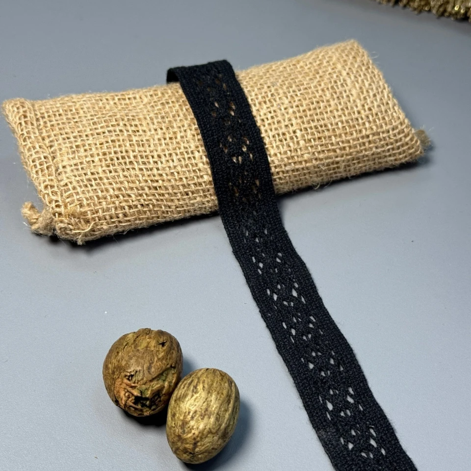 Макраме кружево "Серебряная пыль" 2,5 см (1 м.), чорний