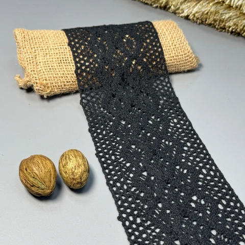 Гипюр макраме "Солнечная пыль" 9.5 см.(1 м.), чорний