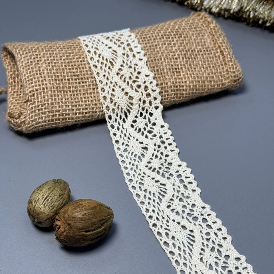 Макраме кружево "Карамельная вуаль" 4 см (1 м), бежевий