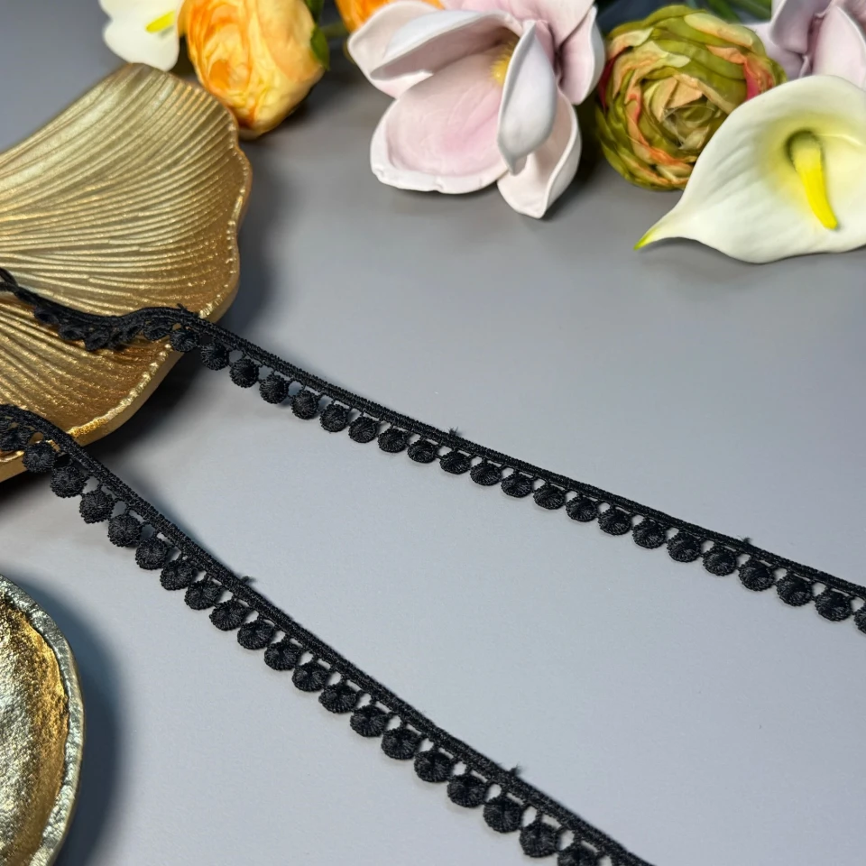 Кружевo полиэстер ВВ"Нежный лепесток" 1,5 см.(1 м.), чорний
