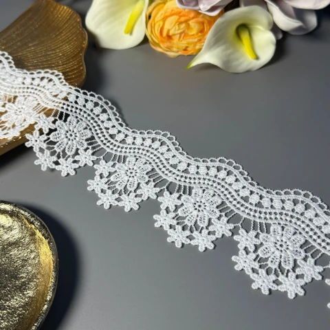 Мереживо поліестер ВВ"Гармонія форми" 8 см.(1 м.), теплий білий