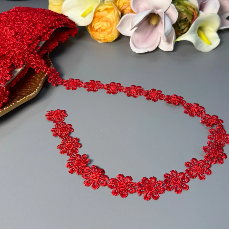 Кружево полиэстер ВВ"Цветочная жемчужина" 2,5 см.(1 м.), 163 червоний