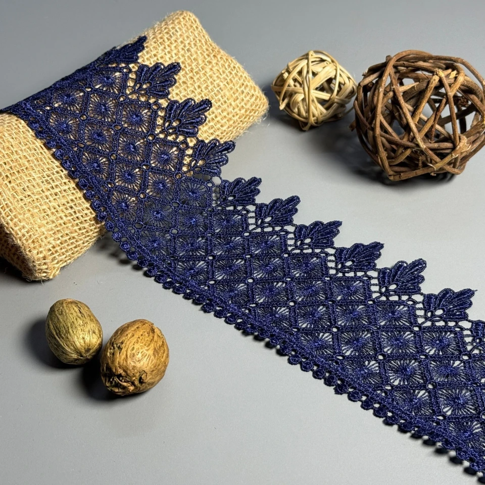 Кружево полиэстер "Белый полет" 9 см.(1 м.), синій (19.5 метрів)