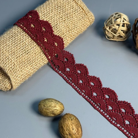 Кружево полиэстер "Нежная гармония" 4 см. (1 м.), бордовий (19.7 метрів)