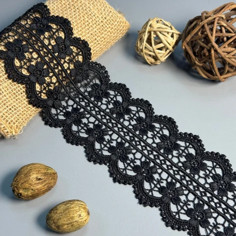 Кружево полиэстер "Мягкий бриз" 7 см.(1 м.), чорний