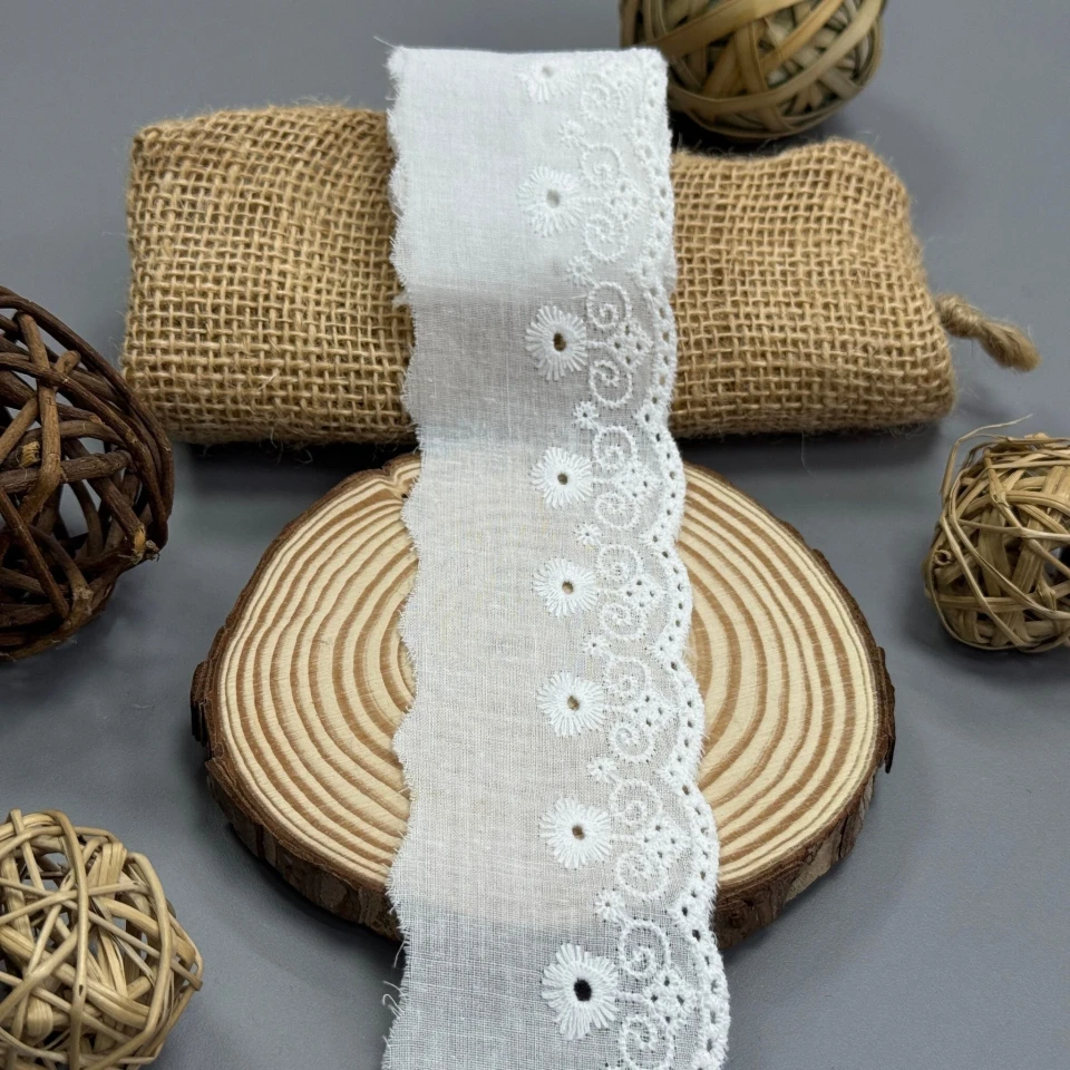 Кружево тесьма "Лен и воздух" 5,5 см (1 м.), Білий