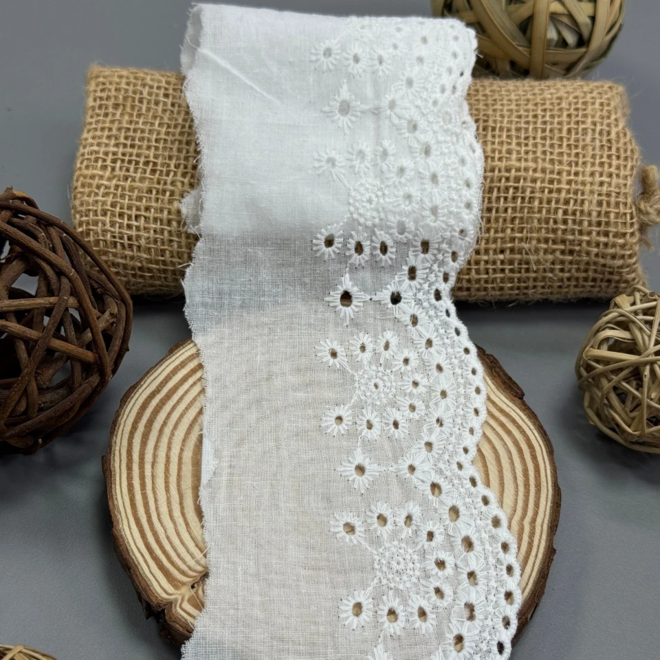 Кружево прошва "Жемчужный шепот" 7,5 см (1 м), білий