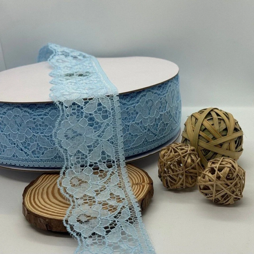 Кружево полиэстер цветное «Цветок соблазна» 6 см (1 м.), 7 блакитний