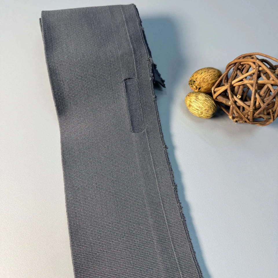 Трикотажный пояс однотонный (8,5 см*90 см), темний сірий