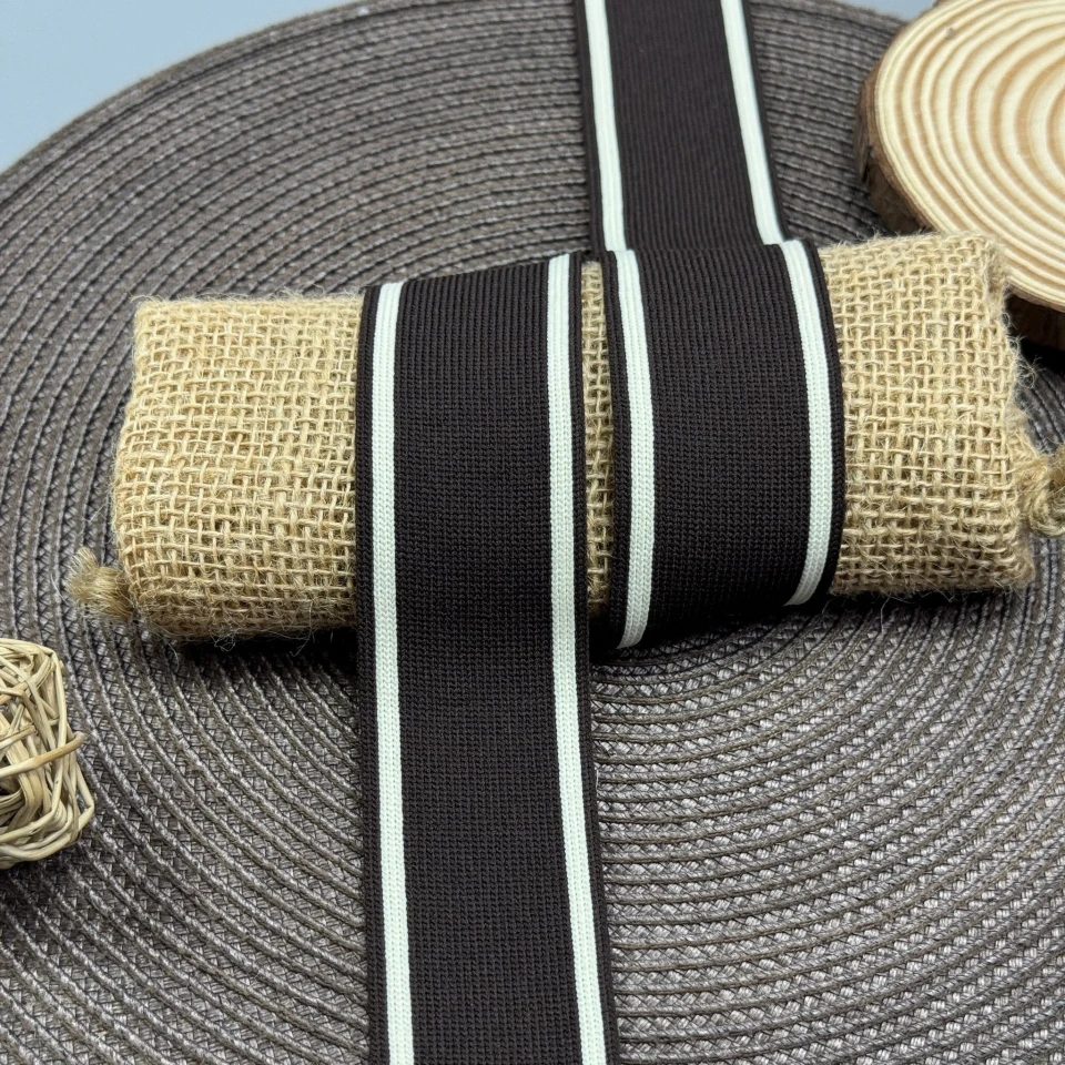 Трикотажный лампас Декор 4 см (1 м), білий+коричневий