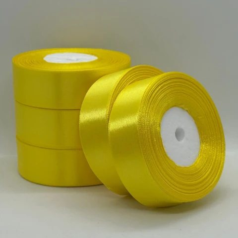 Атласная лента 2,5 см (33 м.), 143 світлий жовтий