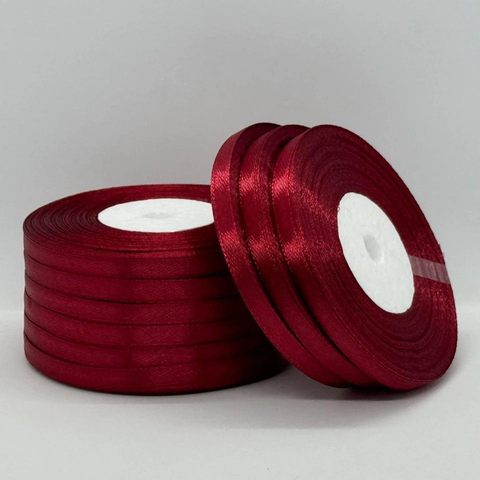 Атласная лента 0.6 см (33 м.), 48 карміновий