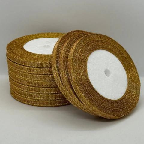 Тасьма парчева 0,6 см (25 ярдів/22,75 м.), 16 жовтий + золото