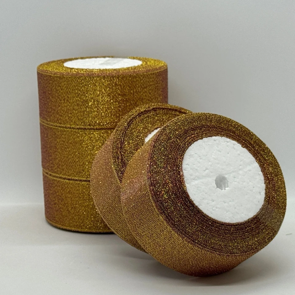 Лента парчевая 4 см (25 ярдов/22,75 м.), 59 червоний + золото