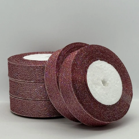 Тасьма парчева 2,5 см (25 ярдів/22,75 м.), 28 баклажан + срібло