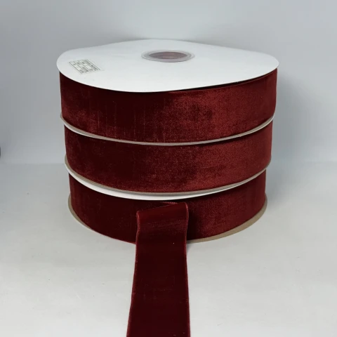 Бархатная лента 3.8 см (25 ярдов/22,75 м.), 43 бордовий